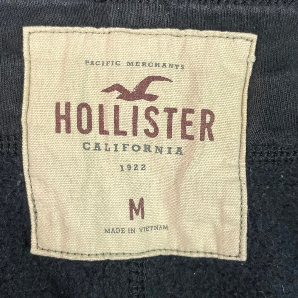 Hollister Sweat Shorts Mens M Navy Blue Logo Graphic Fleece Raw Hem Casual